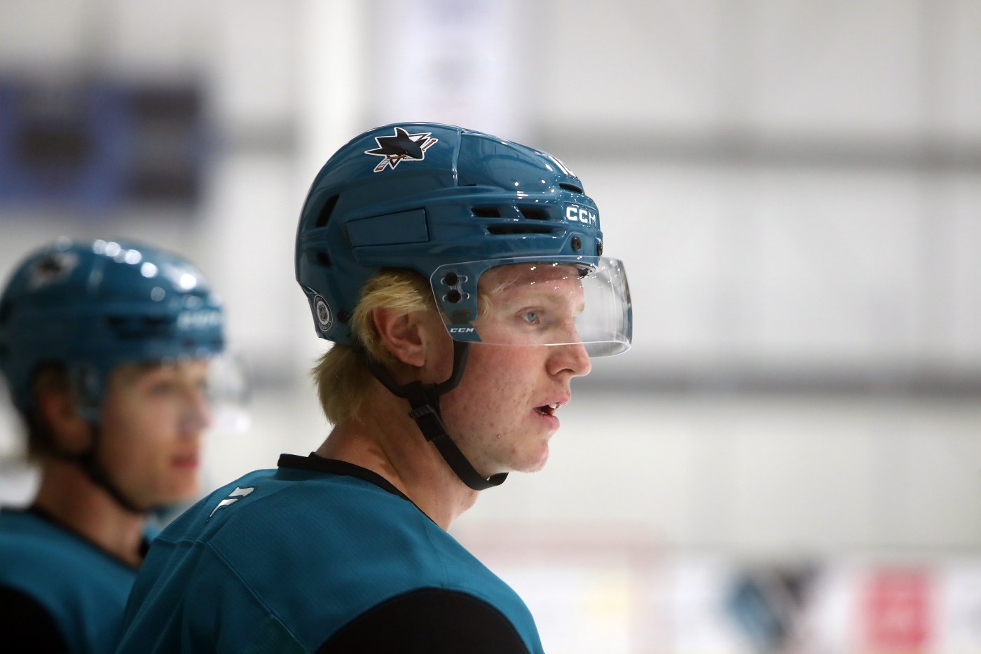 Sharks first-rounder gets a little help from new teammate, on ice and off