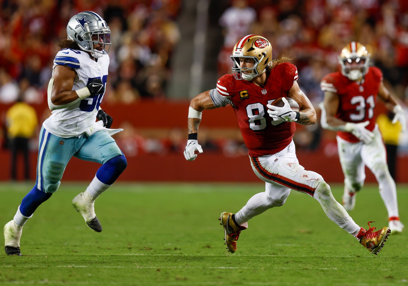 On his own holiday, George Kittle again powers 49ers to victory