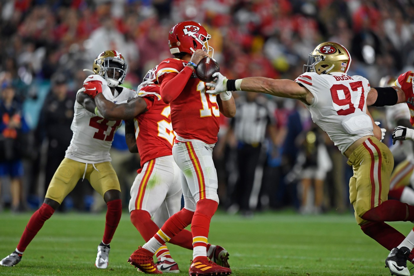 Hold on, 49ers’ Nick Bosa isn’t lobbying for calls against Chiefs?