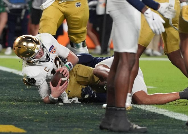 Notre Dame gets late pick and field goal to make title game with 27-24 win over Penn State