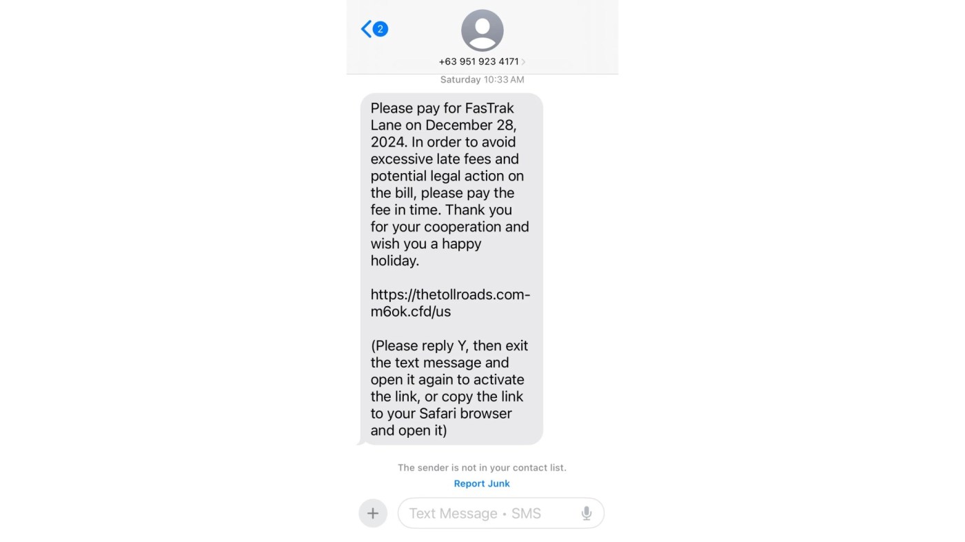 Californians, beware of this FasTrak toll fee text scam