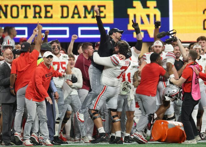 Ohio State wins 1st national title since 2014, outlasting Notre Dame 34-23 in CFP championship game