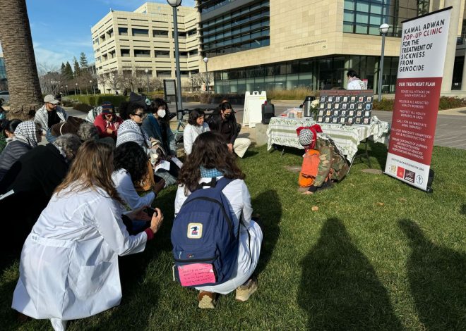 Bay Area healthcare workers hold ‘pop up clinic’ at Stanford to treat ‘sickness from genocide’