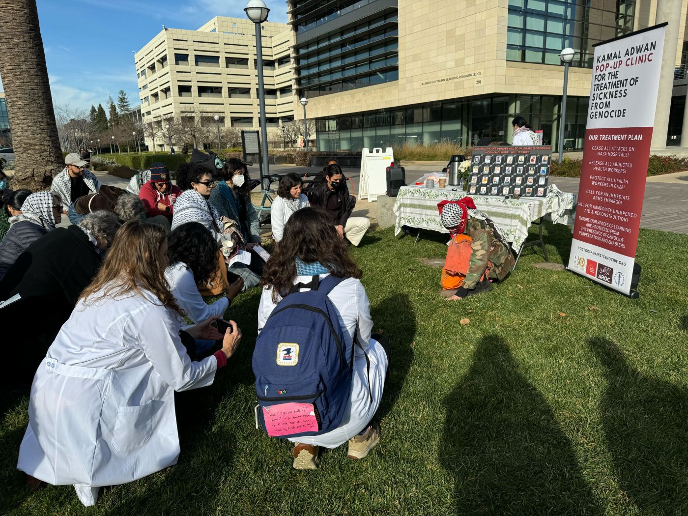 Bay Area healthcare workers hold ‘pop up clinic’ at Stanford to treat ‘sickness from genocide’