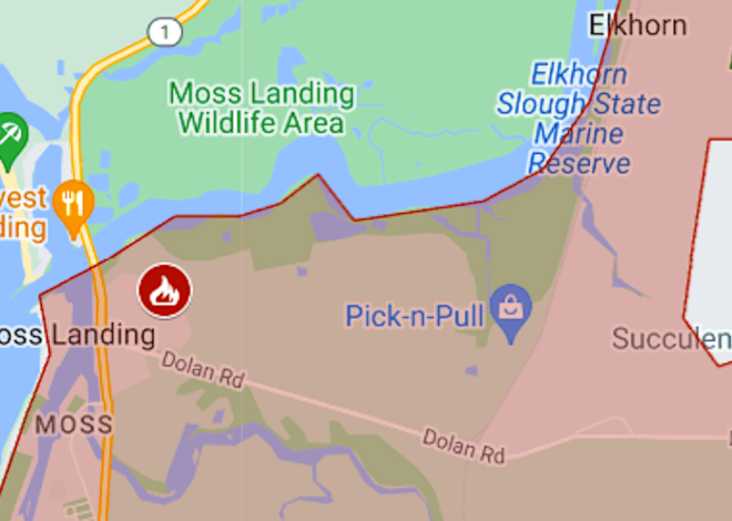 Map: Moss Landing fire evacuation