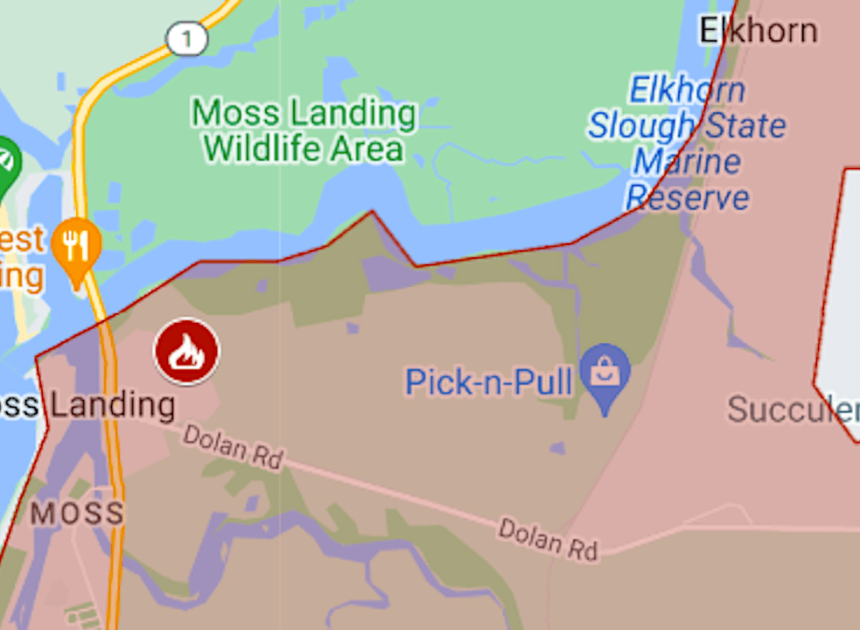 Map: Moss Landing fire evacuation