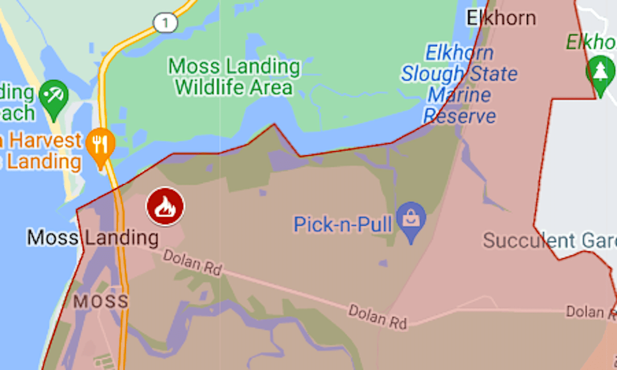 Map: Moss Landing fire evacuation