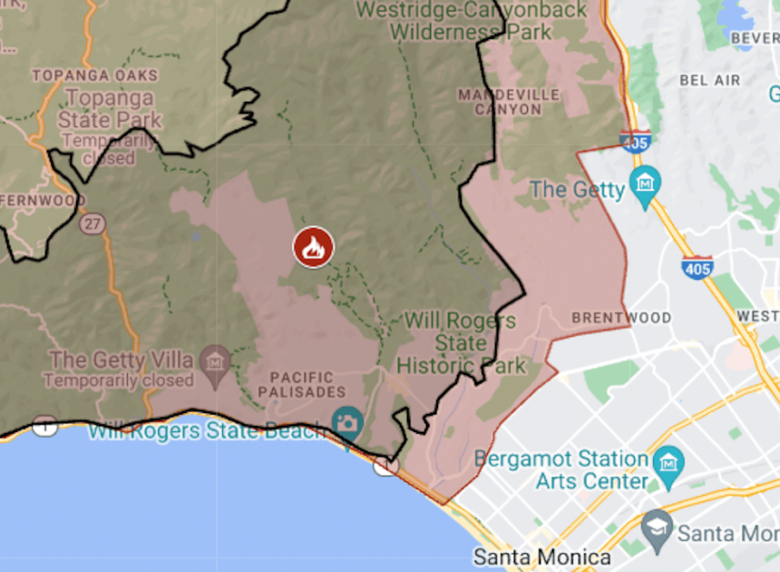 Map: Palisades and Eaton fire perimeters and evacuation zones