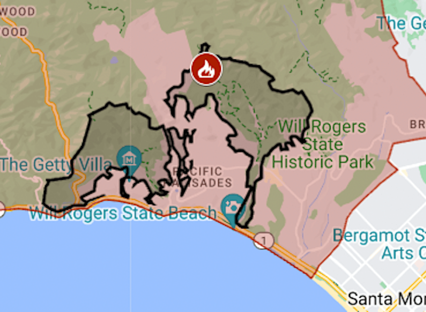 Map: Palisades Fire evacuation zone is expanded