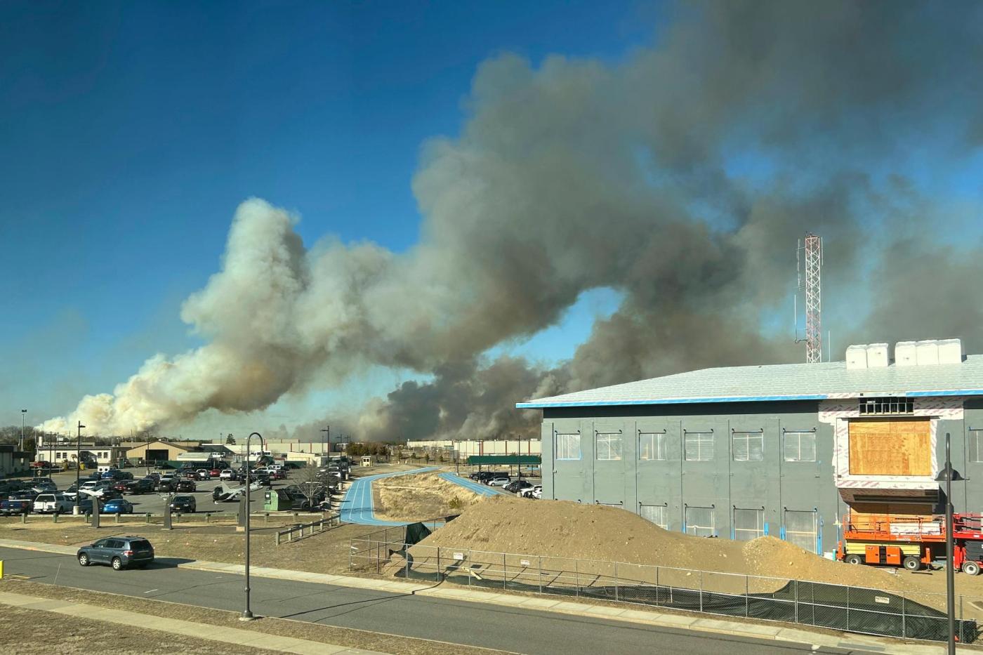 Brush fires on New York’s Long Island shoot flames and smoke into the sky