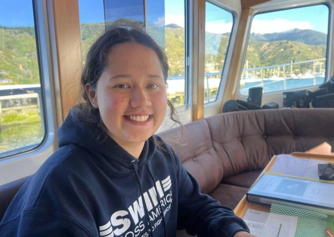 East Bay teenager Maya Merhige withstood thousands of jellyfish stings during a 14-hour swim across the Cook Strait