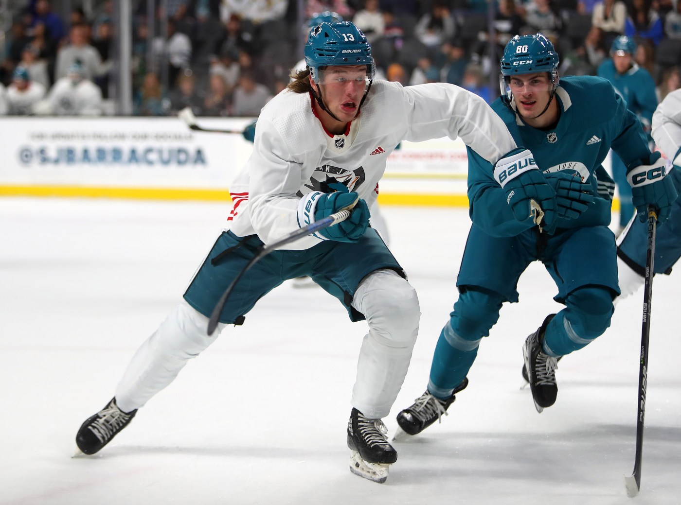 Sharks prospect talks flying jitters, Smith & Celebrini, his trade request