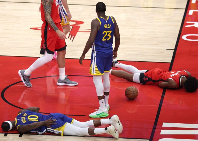 Warriors lose chippy Game 2 to Rockets after Butler injured