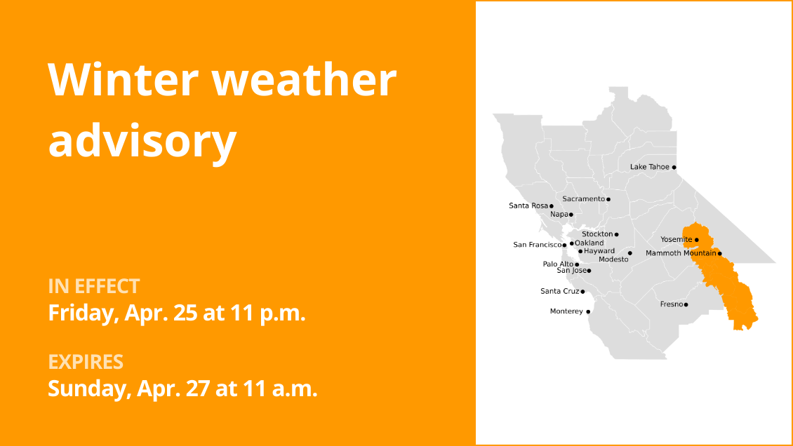 Winter weather advisory for Yosemite from Friday to Sunday – could see 9 inches of snow