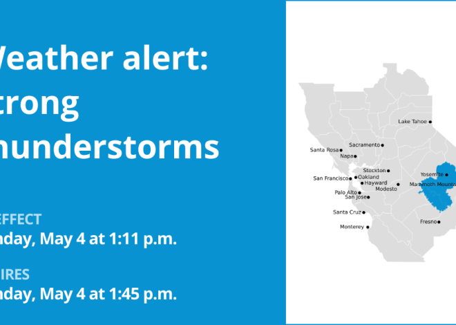Anticipate strong thunderstorms in Yosemite Sunday afternoon – gusts as high as 40 mph