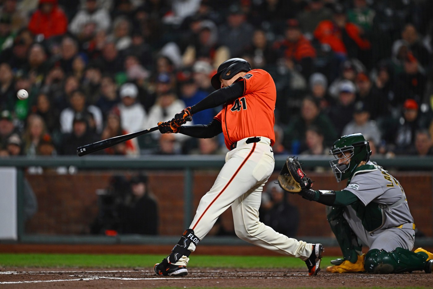 Flores hits three homers as SF Giants rout A’s in return to Bay Area