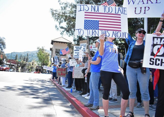 May Day protest in Los Gatos draws hundreds to town plaza