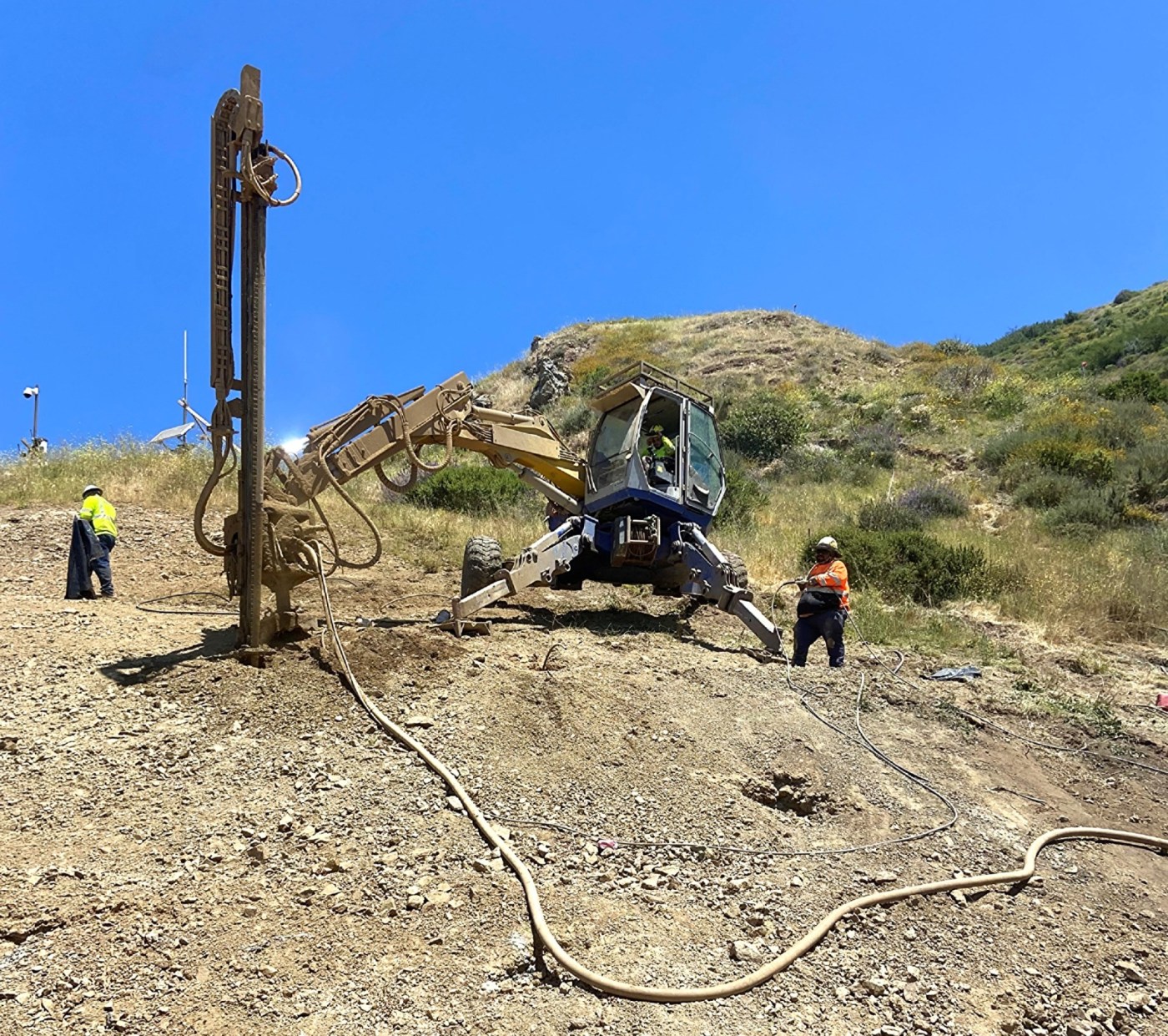 Caltrans work on closed section of Highway 1 near Big Sur includes installing dowels