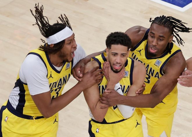 NBA playoffs: Pacers tie it on Haliburton’s jumper at buzzer, then beat Knicks in OT