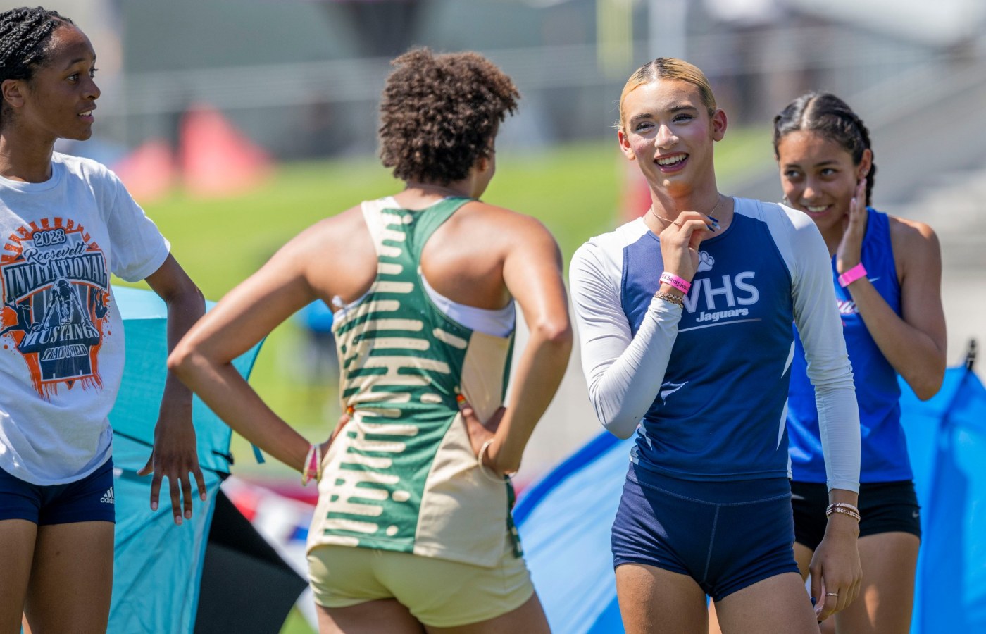 Small group protests outside CIF State track finals as transgender athlete AB Hernandez prepares to compete