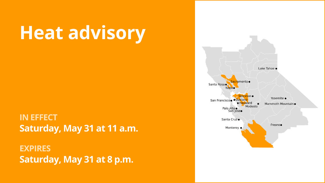 Update: Heat advisory affecting Bay Area inland regions Saturday