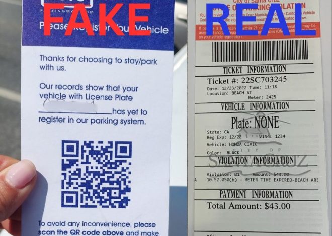 Scam alert: Fraudulent parking tickets circulating near Santa Cruz beaches
