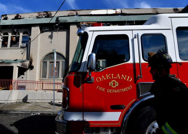Major fire engulfs East Oakland warehouse near Coliseum