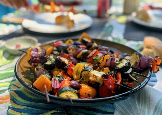 Recipe: Greek lemon & halloumi veggie kabobs